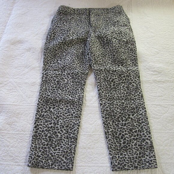 Banana Republic Pants Size 6S Mid Rise Sloan Leopard Print Metallic - Picture 2 of 9